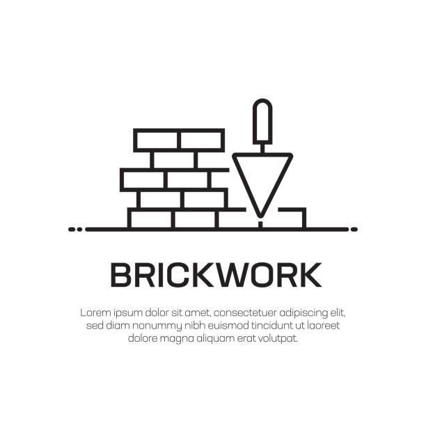 illustrations, cliparts, dessins animés et icônes de brickwork vecteur ligne icône-simple ligne mince icône, élément de conception de qualité supérieure - trowel