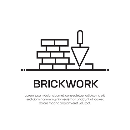 Brickwork Vector Line Icon - Simple Thin Line Icon, Premium Quality Design Element