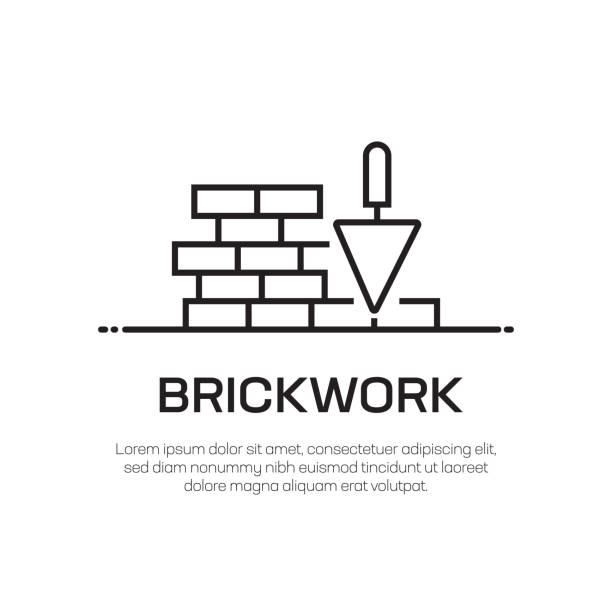 Brickwork Vector Line Icon - Simple Thin Line Icon, Premium Quality Design Element Brickwork Vector Line Icon - Simple Thin Line Icon, Premium Quality Design Element tiling trowel stock illustrations