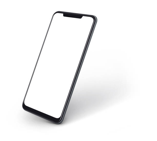 side view of smartphone with blank screen and modern frame less design isolated on white side view of smartphone with blank screen and modern frame less design isolated on white model object photos stock pictures, royalty-free photos & images