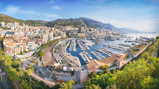 Morning panorama over port Hercule in Monaco