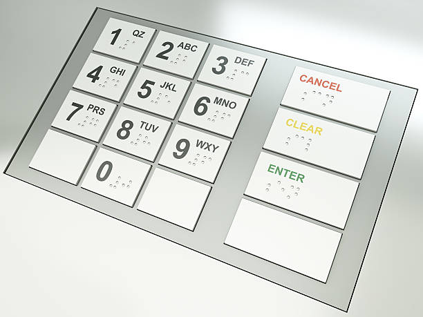ATM keys, cash machine keypad with Braille symbols