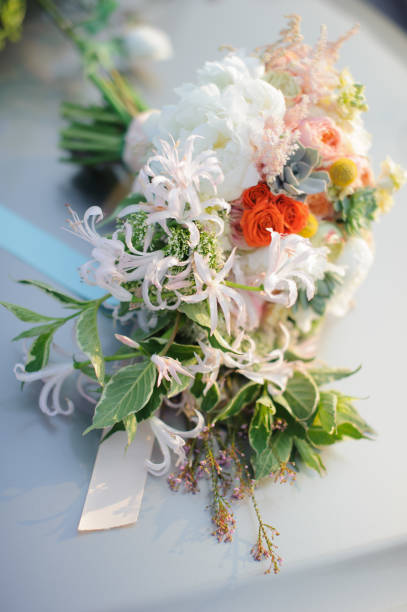 istock Floral wedding decoration on car 1144498444