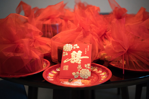 Chinese traditional wedding betrothal gift on tray