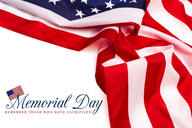 istock Text Memorial Day on American flag background - Image 1144498917