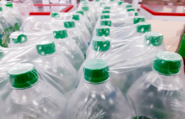 istock Rows of water bottles in plastic wrap 1144504368