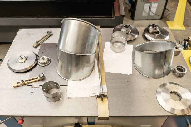 istock production rolling tool, electric machine. the production of ventilation and gutters. Tool and bending equipment for sheet metal. manufacture or a demonstration stand in the store 1144507809