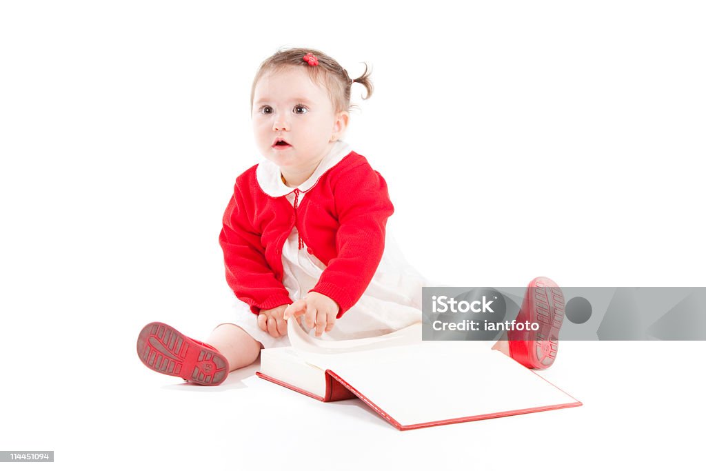 Bebê Menina ler um livro. - Royalty-free Bebé Foto de stock