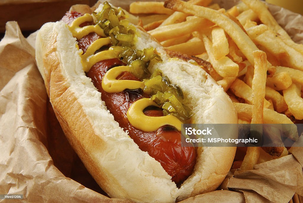 Hot dog and fries  Hot Dog Stock Photo