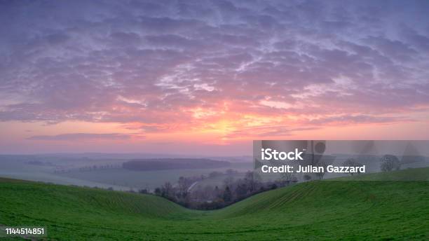 Spring Sunrise Over The South Downs Near Hambledon Hampshire Uk Stock Photo - Download Image Now