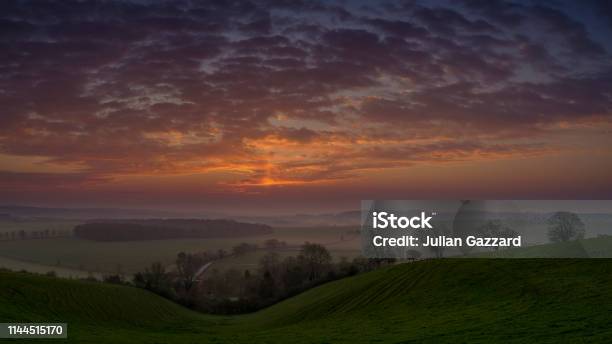 Spring Sunrise Over The South Downs Near Hambledon Hampshire Uk Stock Photo - Download Image Now