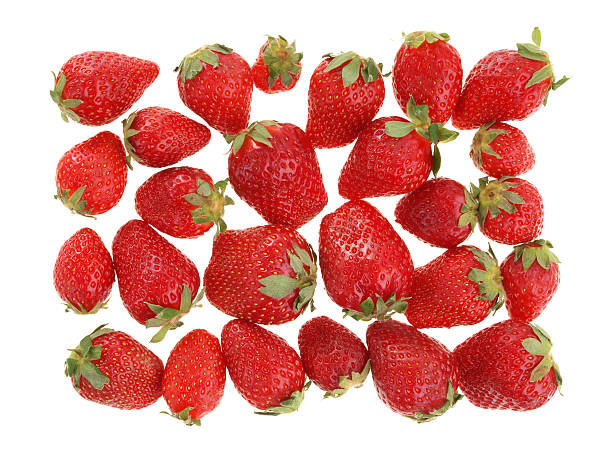 Ripe strawberries isolated on white stock photo