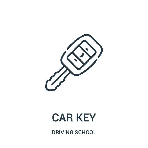 Vector illustration of car key icon vector from driving school collection. Thin line car key outline icon vector illustration.