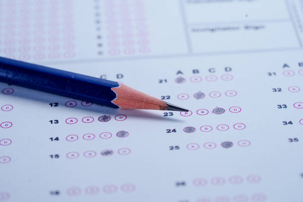 istock Answer sheets with Pencil drawing fill to select choice : education concept 1144518152