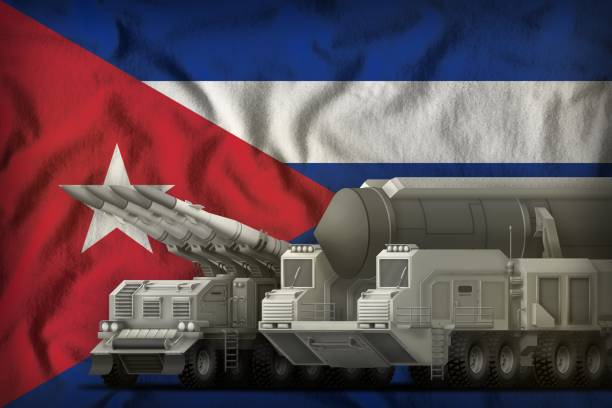 istock Cuba rocket troops concept on the national flag background. 3d Illustration 1144520236