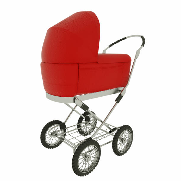 istock Retro baby stroller isolated on white background. 3d rendering 1144520743