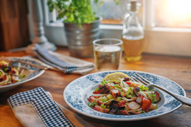 Octopus Ceviche with Fish, Onion, Chili Pepper and Lemon