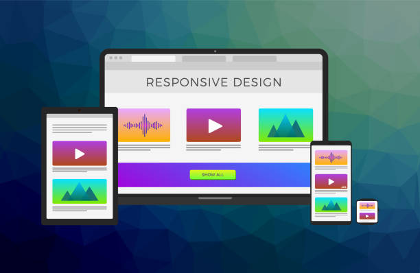 istock Responsive Website Design with computer laptop, tablet, mobile phone and smart watch. Cross platform web site development technology 1144524860