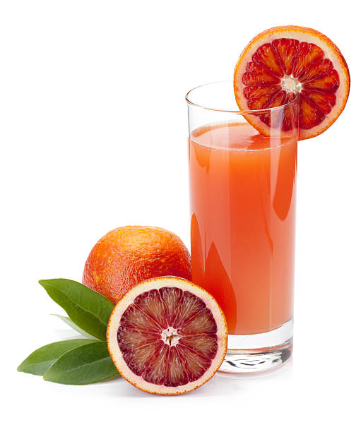 red suco de laranja - isolated on white orange juice ripe leaf - fotografias e filmes do acervo