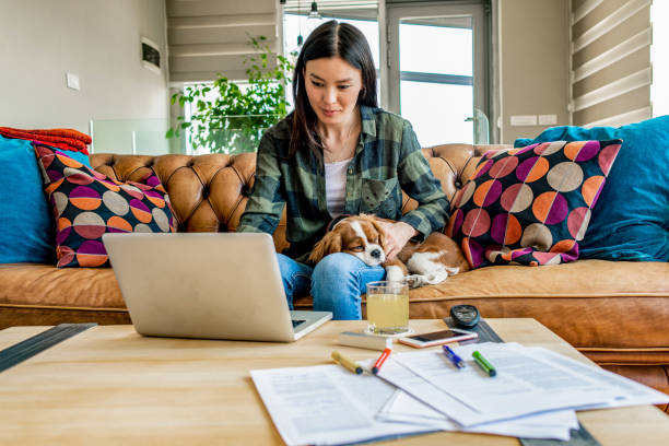 istock young woman working from home 1144533227