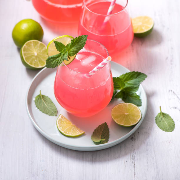 Pink guava smoothie. Delicious cold and refreshing drink