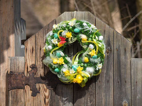 Colourful Wreath of Traditional Easter Flowers