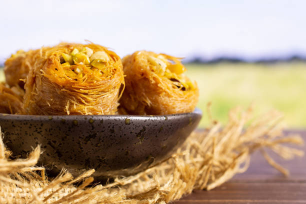 istock Lebanese baklava nest with field behind 1144536417