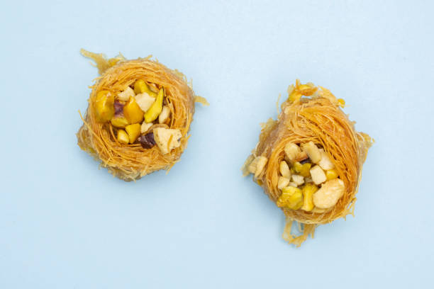istock Lebanese baklava nest isolated on light blue 1144537214