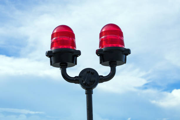 istock Safety warning lights on tall buildings. 1144539474