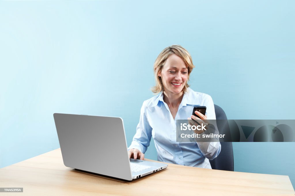 Office Worker Texting  Adult Stock Photo