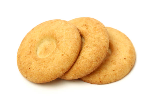 istock Biscuits with whole-wheat flour. Crunchy, grains  on white background 1144540305