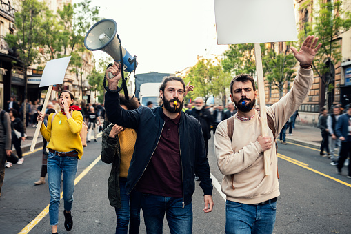 Young Protesters Protesting at the street