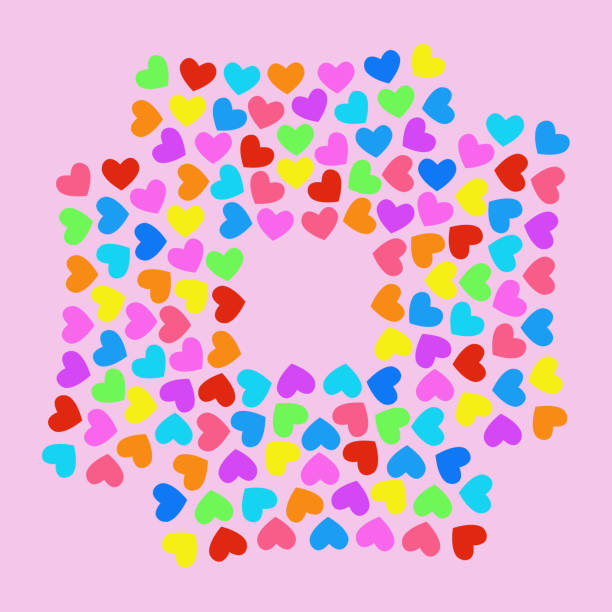 istock heart shapes in different colors for Valentines Day background. 1144544389