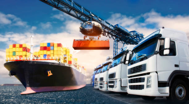 istock Transport by truck and ship 1144546310