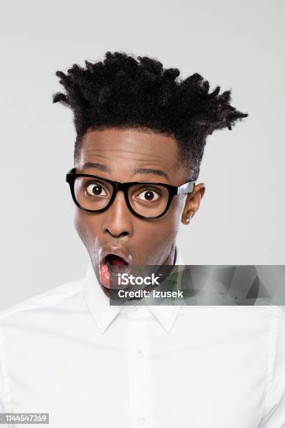 Funky Businessman Looking Surprised Stock Photo - Download Image Now - Adult, Adults Only, African Ethnicity