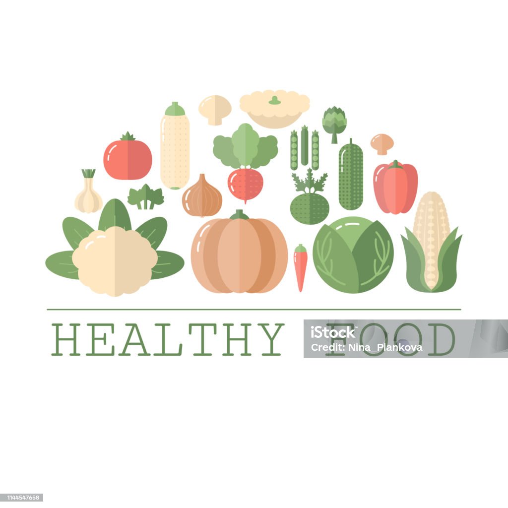 Fresh organic vegetable Healthy food concept with vegetables icons. Flat design. Beet stock vector