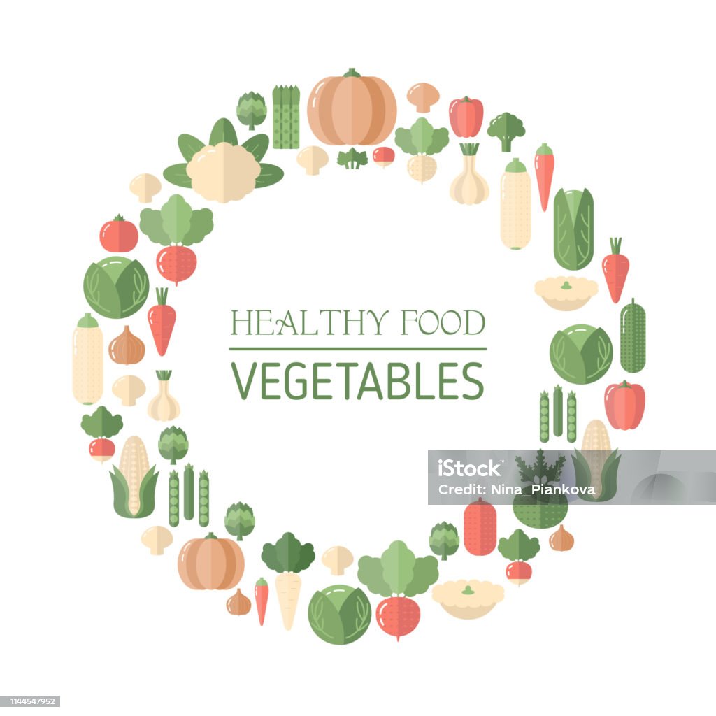Fresh organic vegetable Colorful vegetables icons in round isolated on white. Flat design. Beet stock vector