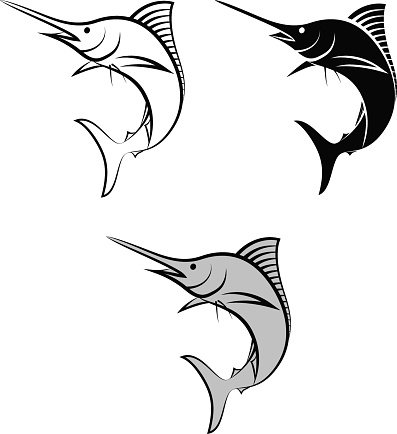 marlin - clip art illustration and line art