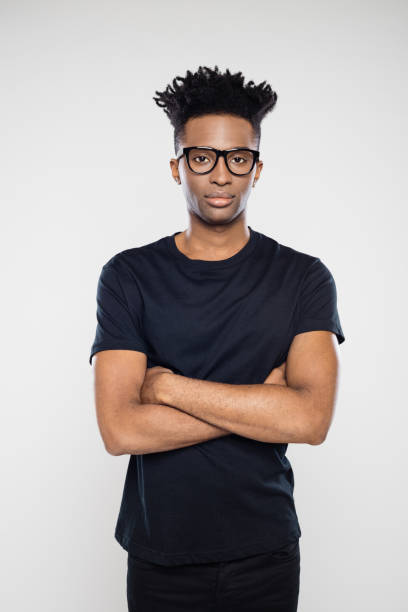 istock Handsome young man in black casuals 1144553973