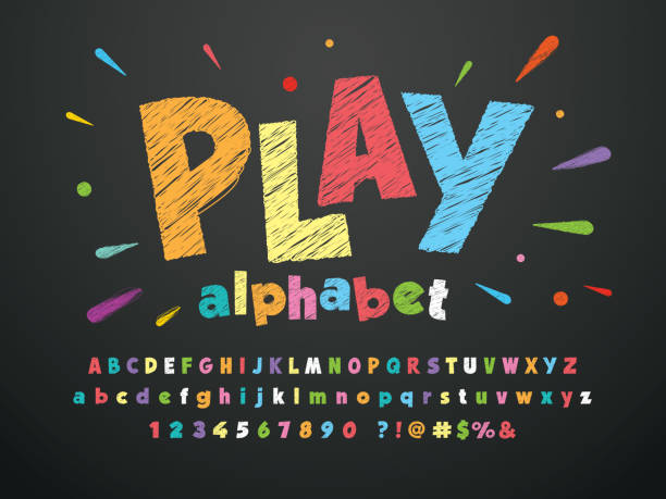 stockillustraties, clipart, cartoons en iconen met krijt font - krijttekening
