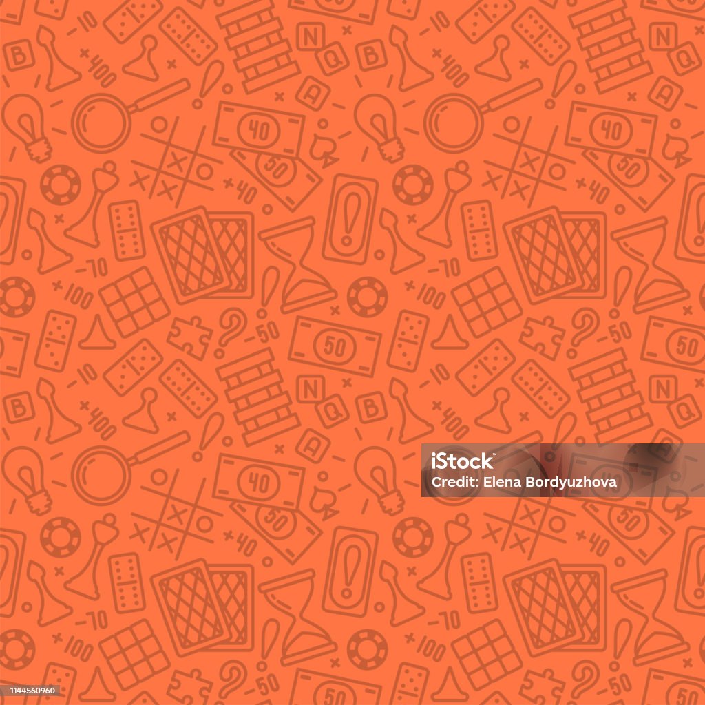 Pattern Game Style Seamless Pattern With Board Game Attributes In Linear Style Stock ...