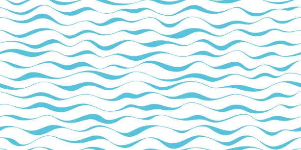 Vector illustration of Wave pattern seamless abstract background. Stripes wave pattern blue on white background for summer vector design.