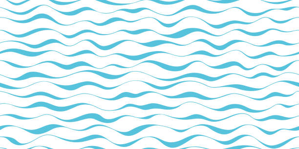 波形模式無縫抽象的背景。條紋波紋藍色在白色背景為夏天向量設計。 - 浪 幅插畫檔、美工圖案、卡通及圖標
