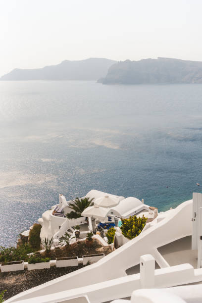 Thirasia island with white architecture, Santorini Greece