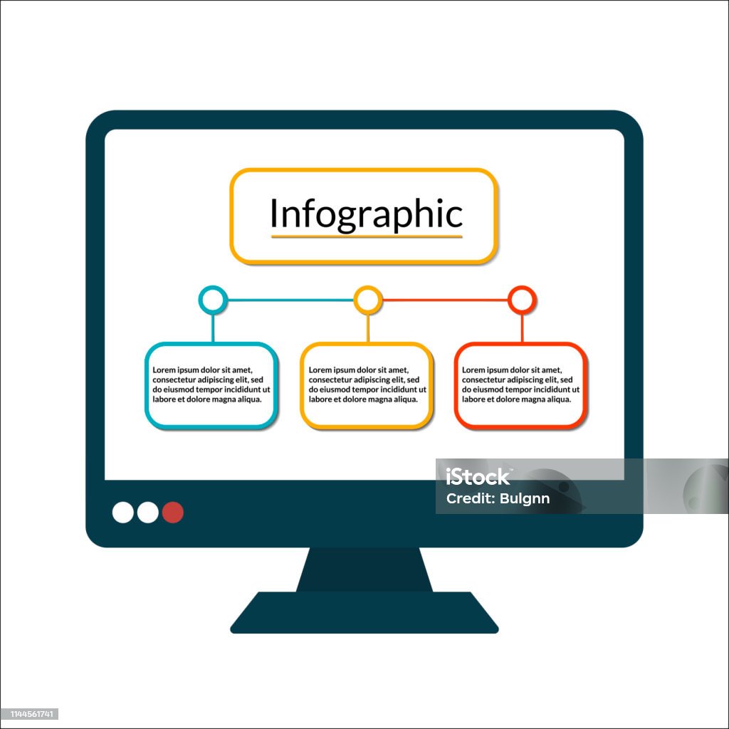 Computer Info Graph Modern Computer Display With Infographic Data Visualization Template ...