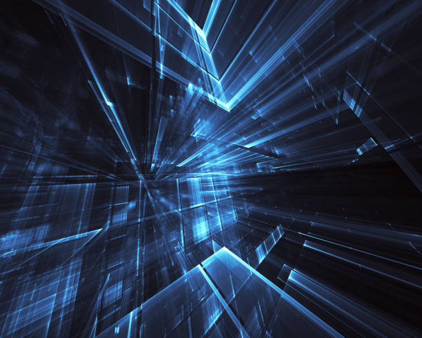 istock Abstract 3D fractal background, 3D illustration. Virtual Neon City 1144564010