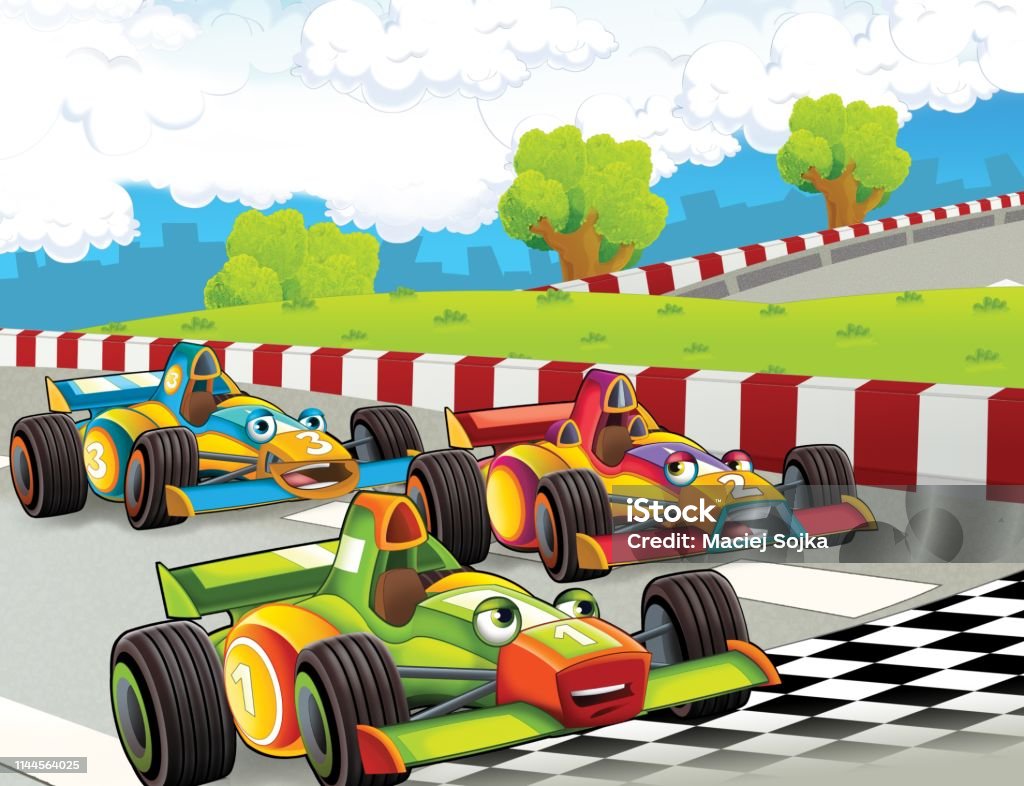 Cartoon Scene With Formula Race Super Car Stock Illustration - Download  Image Now - Abstract, Activity, Art - iStock