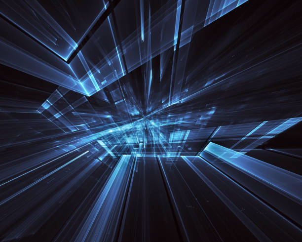 istock Abstract 3D fractal background, 3D illustration. Virtual Neon City 1144564058