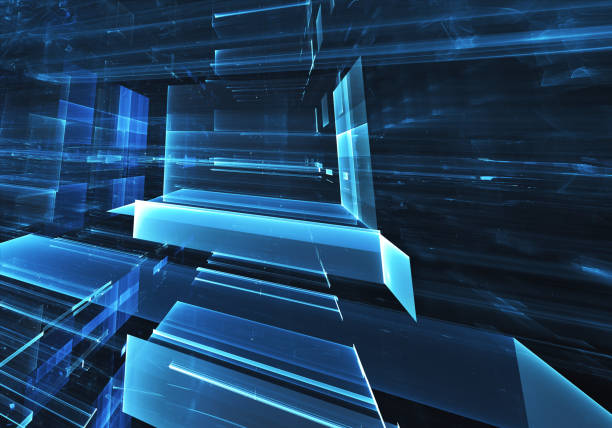 istock Abstract 3D fractal background, 3D illustration. Virtual Neon City 1144564062