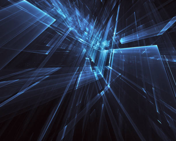 istock Abstract 3D fractal background, 3D illustration. Virtual Neon City 1144564068